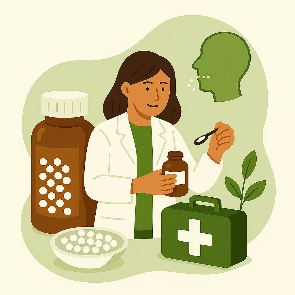 La pharmacienne accompagne avec des préparations de phytothérapie