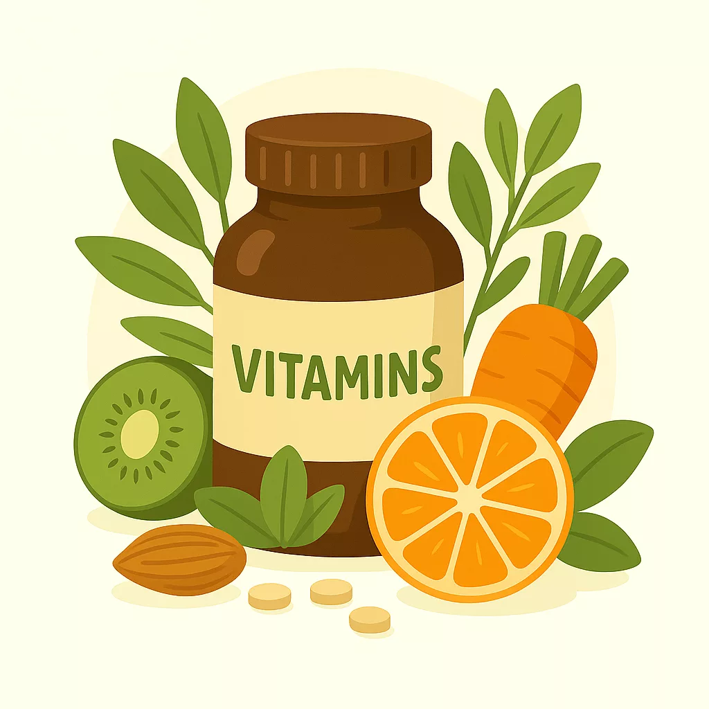 Flacon de vitamines naturelles, sources de compléments peau pour maintenir une peau saine.
