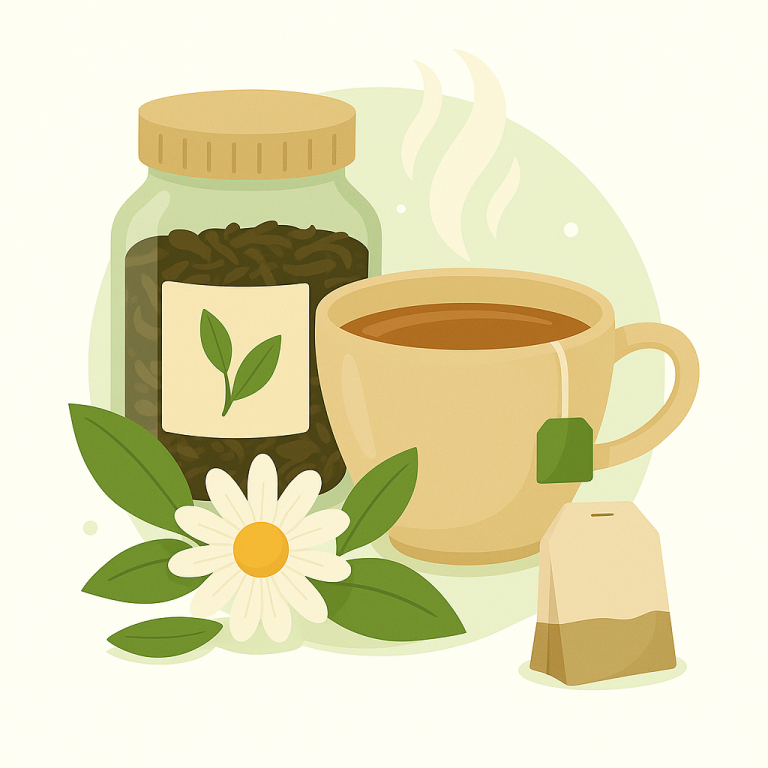 Illustration de plantes et infusions bien-être