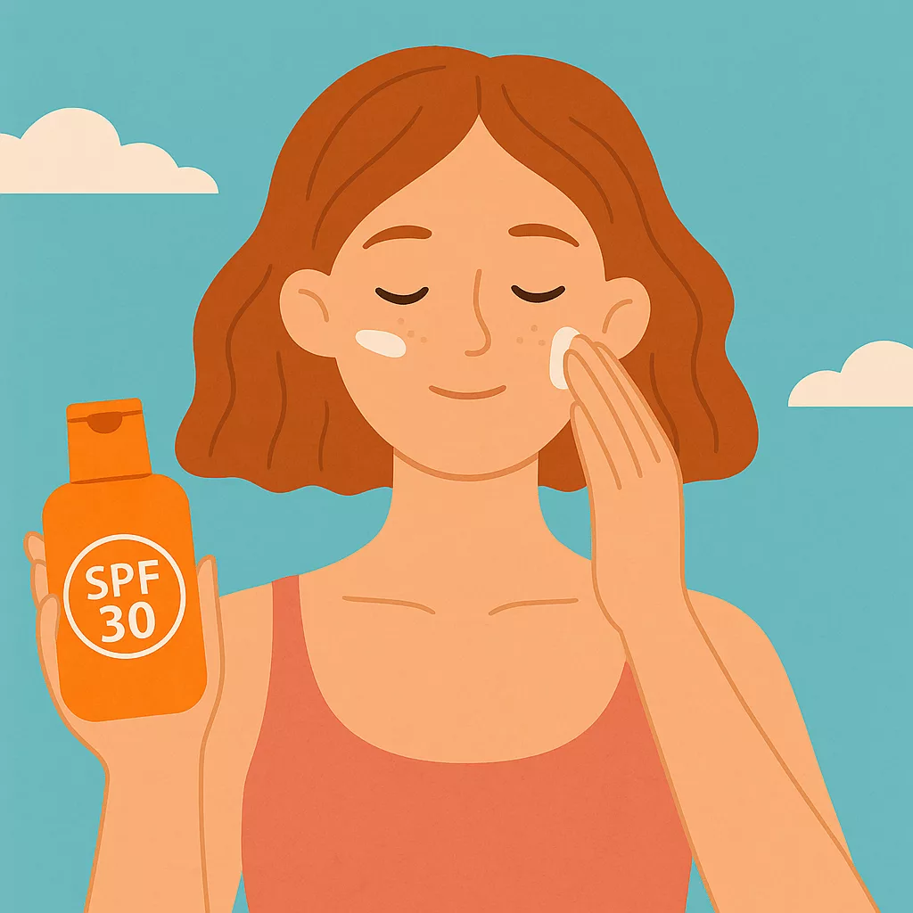 Application d'une crème solaire SPF 30