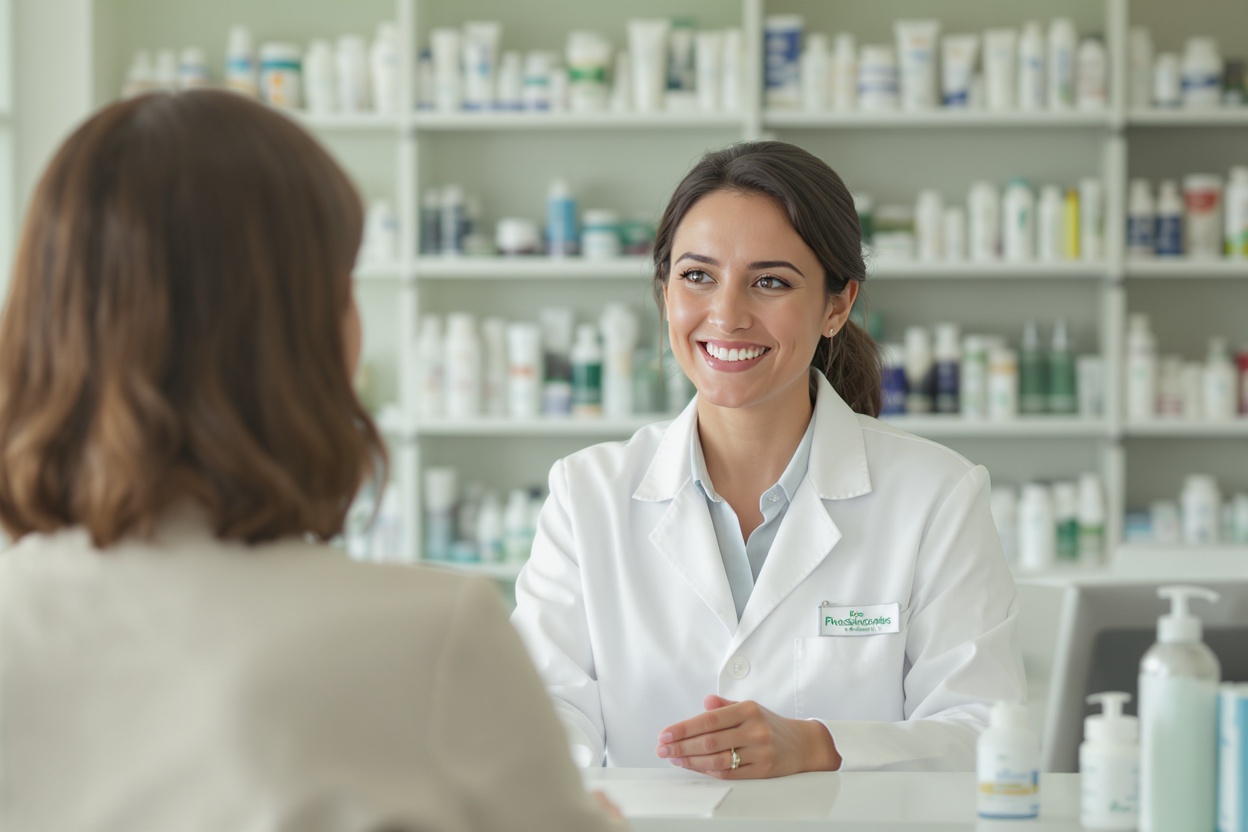 Conseil personnalisé au comptoir d’une pharmacie à Saint-Denis